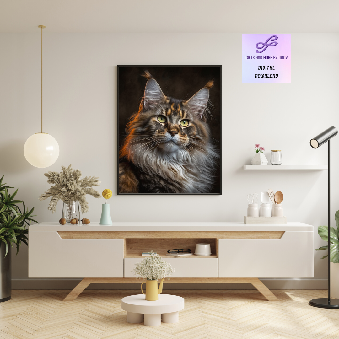 Shadow, Maine Coon Cat Digital Download