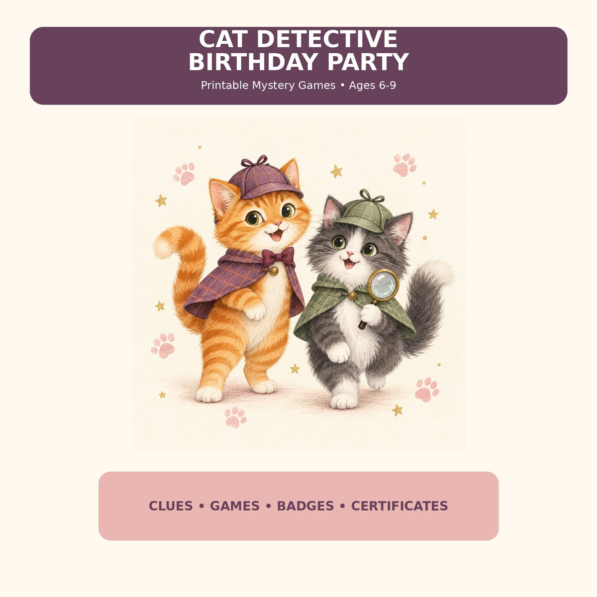 Cat Detective Birthday Party Pack