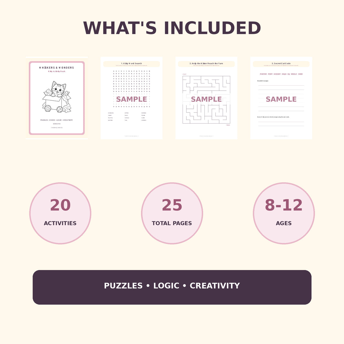 Whiskers & Wonders Kitty Activity Book – Printable Activities for Ages 8–12