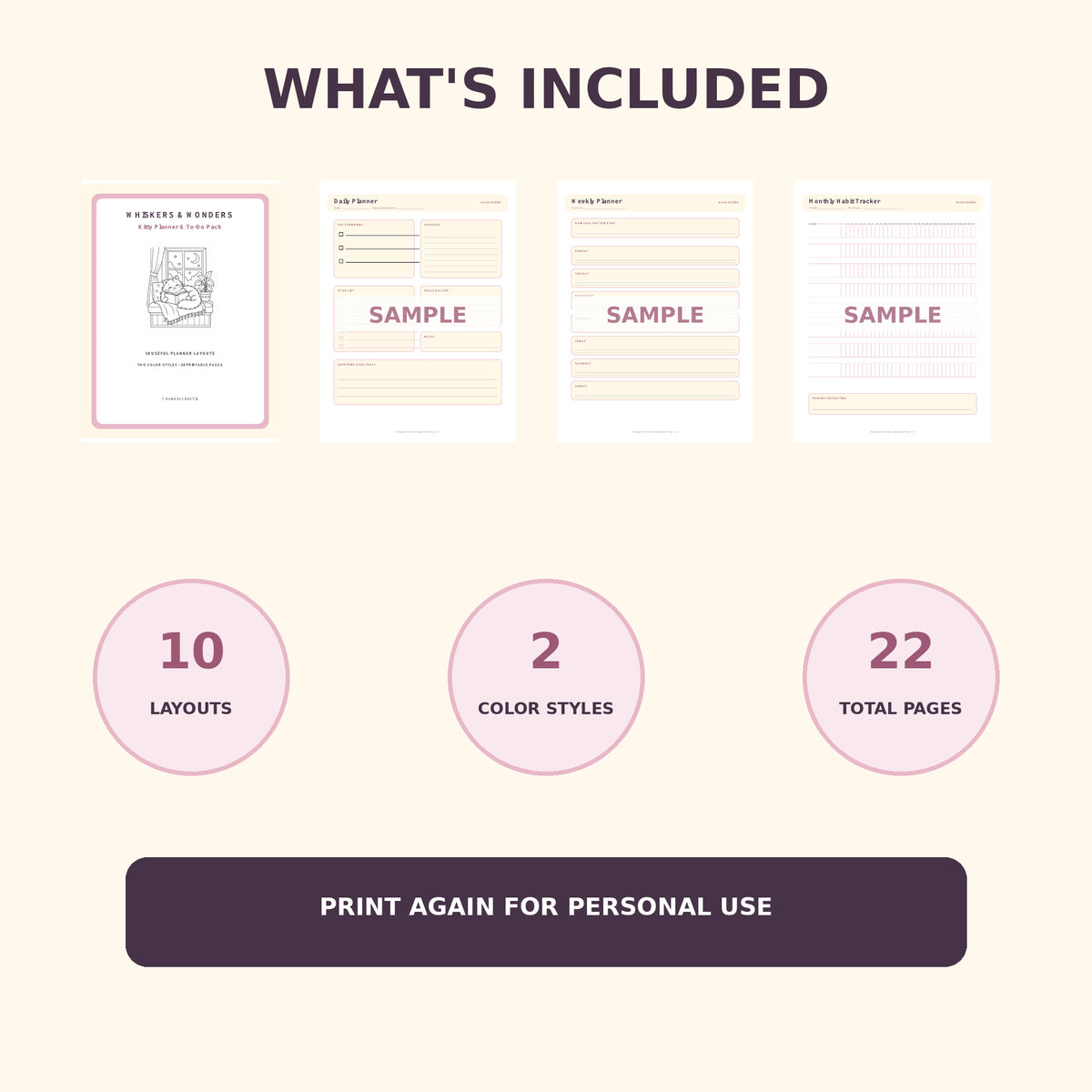 Whiskers & Wonders Kitty Planner and To-Do Pack – Printable PDF