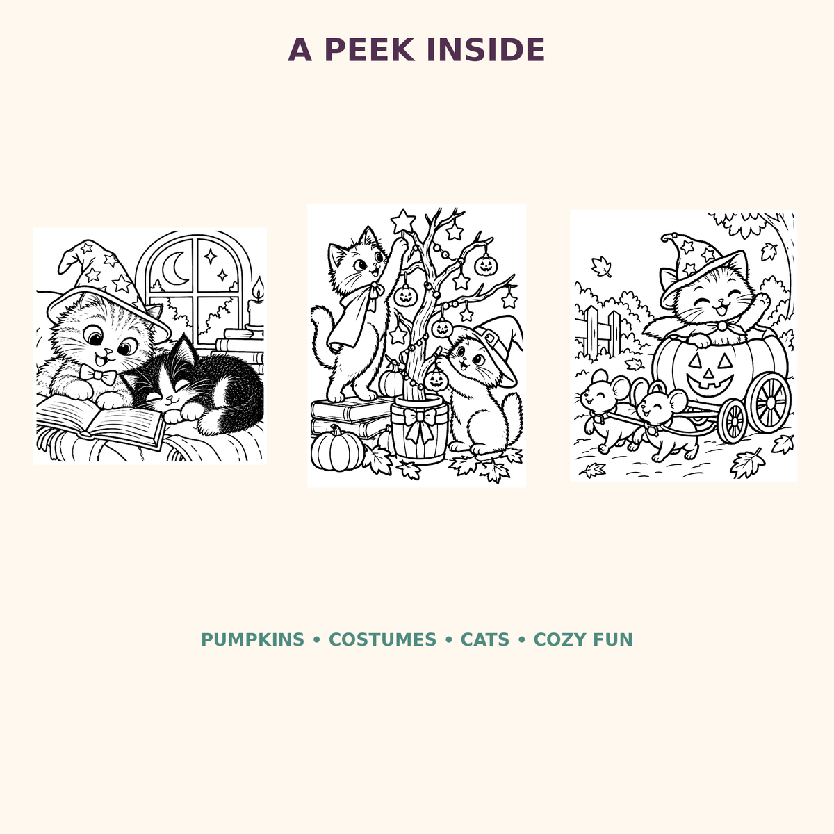 Halloween Cat Coloring Book – 25 Cute Printable Coloring Pages for Kids and Families