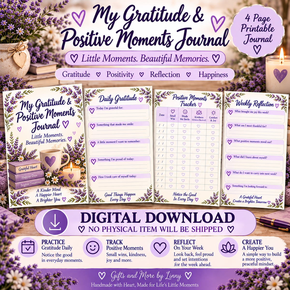 My Gratitude and Positive Moments Journal – Printable Gratitude and Reflection Pages