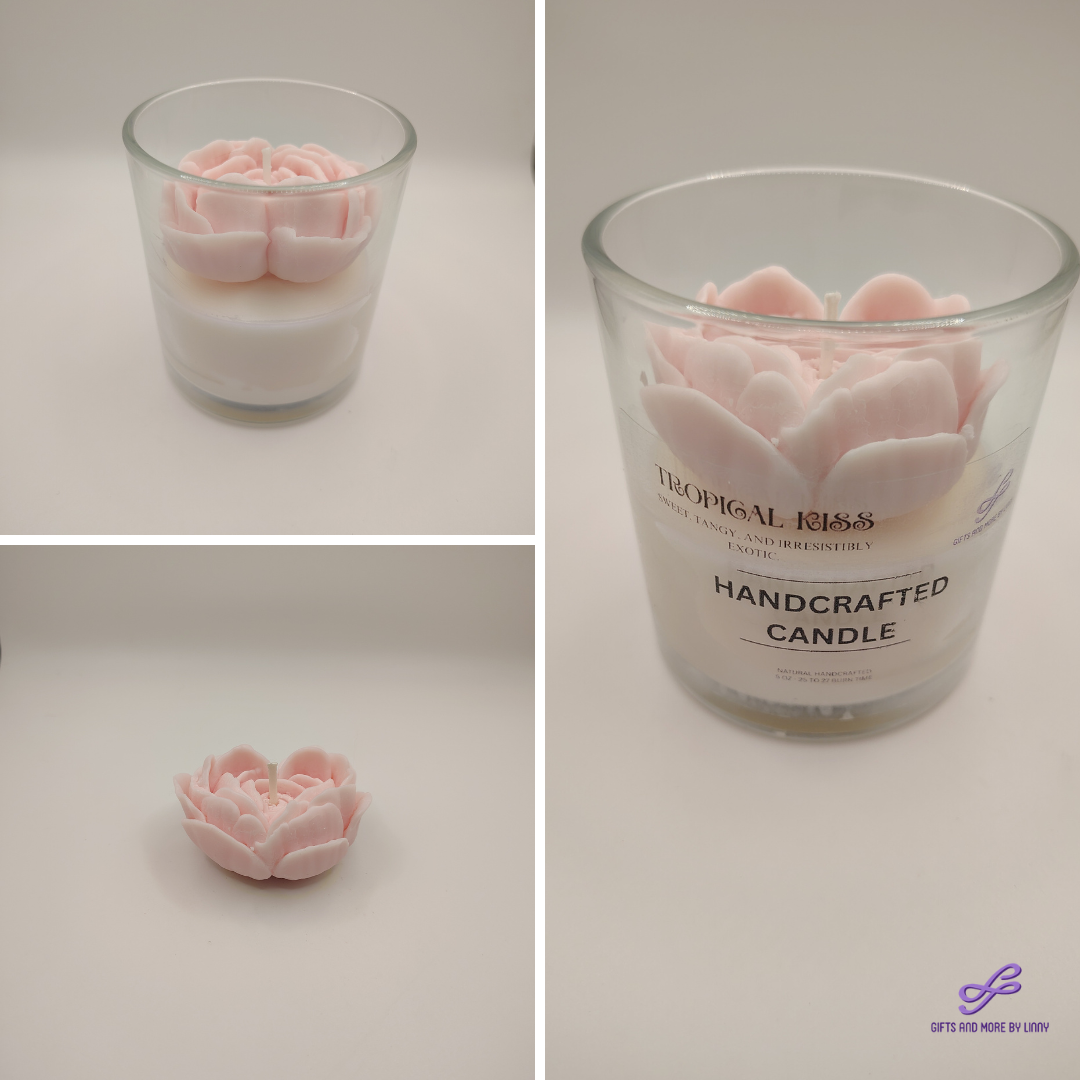 Rose Heart Glow Handcrafted Candle 8oz Jar